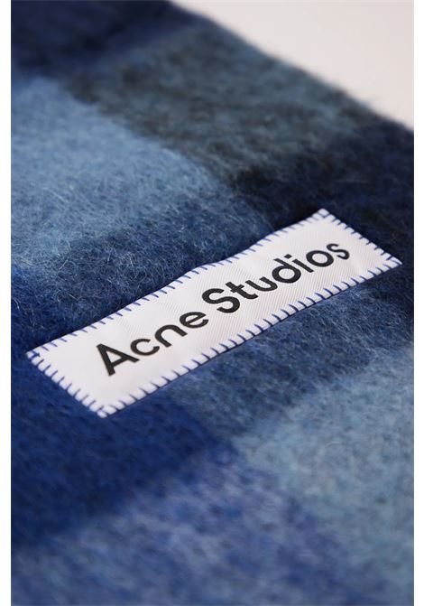 sciarpa mohair a quadri unisex navy, nera e blu ACNE STUDIOS | CA0084DUB